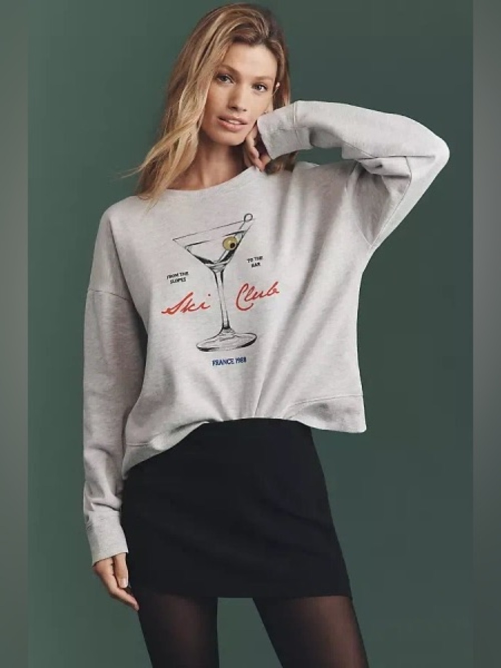 Maeve x Jordan Nickson by Anthropologie Ski Club Sweatshirt in Gray Size Small